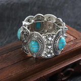 Tibetan Turquoise Beads Bracelet Vintage Boho Ethnic Stone Elastic Bracelet