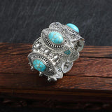 Tibetan Turquoise Beads Bracelet Vintage Boho Ethnic Stone Elastic Bracelet