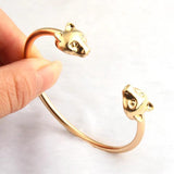 Punk Skull Head Bracelet Bangle Metal Weave Pave Double Collection