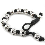 Punk Skull Head Bracelet Bangle Metal Weave Pave Double Collection
