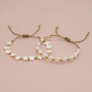 Summer Jewelry Waterproof Plated Beaded Bracelets Heart Star Shell for Women
