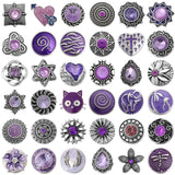 6pcs Purple Rhinestone 18mm Snap Button Set for Snap Bracelet & Necklace