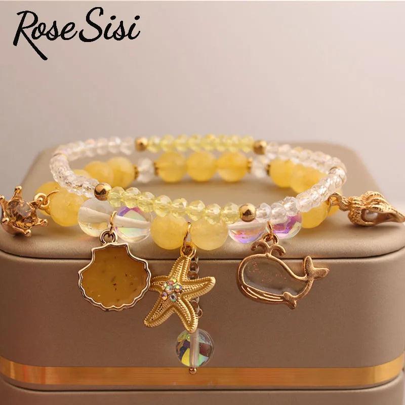 Fresh Bead Bracelet for Women Elastic Hand Rope Friendship Bracelets Jewelry