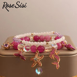 Fresh Bead Bracelet for Women Elastic Hand Rope Friendship Bracelets Jewelry