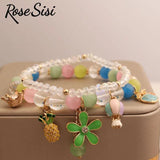 Fresh Bead Bracelet for Women Elastic Hand Rope Friendship Bracelets Jewelry