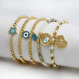 Adjustable Evil Eye Copper Bead Bracelet for Women Girls Men