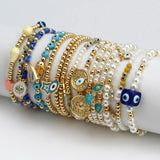 Adjustable Evil Eye Copper Bead Bracelet for Women Girls Men