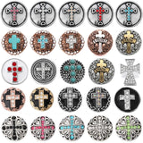 6pcs Snap Jewelry 18mm Mixed Crystal Cross Metal Snaps