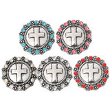 6pcs Snap Jewelry 18mm Mixed Crystal Cross Metal Snaps