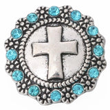 6pcs Snap Jewelry 18mm Mixed Crystal Cross Metal Snaps
