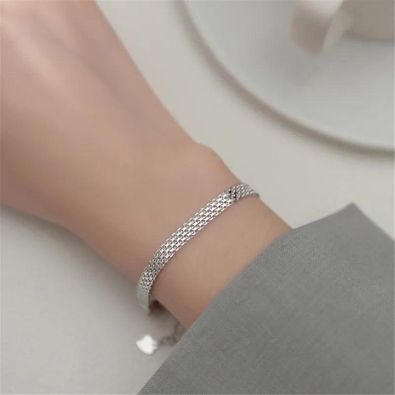 Silver Lace Weave Charm Bracelet & Bangle Punk Jewelry