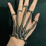 Punk Skeleton Hand Bone Five Finger Ring Bracelet