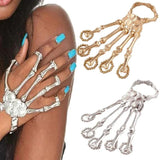 Punk Skeleton Hand Bone Five Finger Ring Bracelet