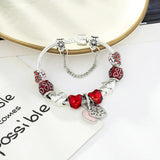 Glass Beads Bracelet Heart Pendant Charm Bracelet