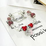 Glass Beads Bracelet Heart Pendant Charm Bracelet