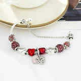 Glass Beads Bracelet Heart Pendant Charm Bracelet