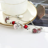 Glass Beads Bracelet Heart Pendant Charm Bracelet