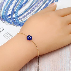 Evil Eye Charm Bracelet Copper Chain Adjustable for Women