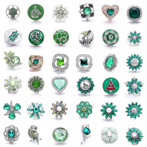 5pcs Green Crystal Snap Buttons DIY Ginger Charms for 18mm Bracelet Bangle