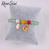 Chinese Jade Rabbit Moon Bracelet Red Bean Love Jewelry for Women