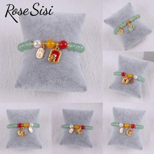 Chinese Jade Rabbit Moon Bracelet Red Bean Love Jewelry for Women