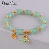 Chinese Jade Rabbit Moon Bracelet Red Bean Love Jewelry for Women