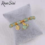 Chinese Jade Rabbit Moon Bracelet Red Bean Love Jewelry for Women