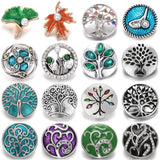 6pcs DIY Crystal Metal Tree of Life 18mm Snap Buttons for Bracelet Jewelry