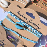 Boho Sea Turtle Cross Shell Bracelet Set for Women