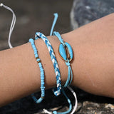 Boho Sea Turtle Cross Shell Bracelet Set for Women