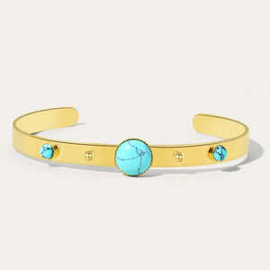 YACHAN Turquoise Stone Stainless Steel Bangle Bracelet for Women