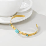 YACHAN Turquoise Stone Stainless Steel Bangle Bracelet for Women