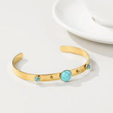 YACHAN Turquoise Stone Stainless Steel Bangle Bracelet for Women