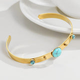 YACHAN Turquoise Stone Stainless Steel Bangle Bracelet for Women