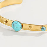 YACHAN Turquoise Stone Stainless Steel Bangle Bracelet for Women