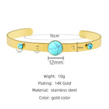 YACHAN Turquoise Stone Stainless Steel Bangle Bracelet for Women