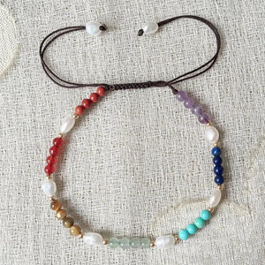 Reiki Healing Bracelet Amethyst Quartz 7 Chakra Pearl Charm Women