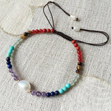 Reiki Healing Bracelet Amethyst Quartz 7 Chakra Pearl Charm Women