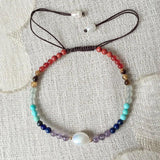 Reiki Healing Bracelet Amethyst Quartz 7 Chakra Pearl Charm Women