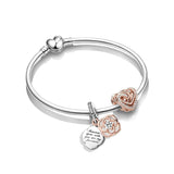 Silver Cartoon Animal Love Beads Bracelet Bangle Gift