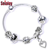 Silver Cartoon Animal Love Beads Bracelet Bangle Gift