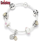 Silver Cartoon Animal Love Beads Bracelet Bangle Gift