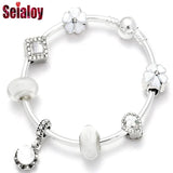 Silver Cartoon Animal Love Beads Bracelet Bangle Gift
