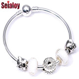 Silver Cartoon Animal Love Beads Bracelet Bangle Gift