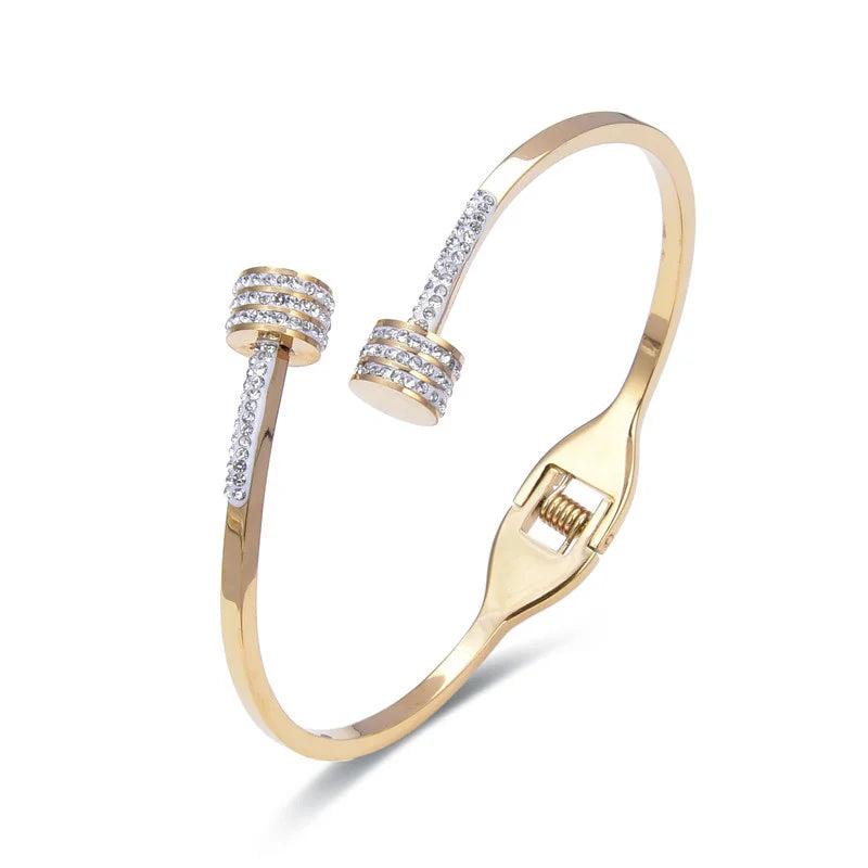 Zircon Charm Stainless Steel Bracelet for Women