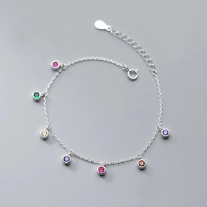 Colorful Zircon Round Bead Charm Bracelet for Women Girls Wedding