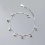 Colorful Zircon Round Bead Charm Bracelet for Women Girls Wedding