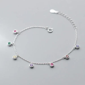 Colorful Zircon Round Bead Charm Bracelet for Women Girls Wedding