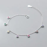 Colorful Zircon Round Bead Charm Bracelet for Women Girls Wedding
