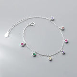 Colorful Zircon Round Bead Charm Bracelet for Women Girls Wedding